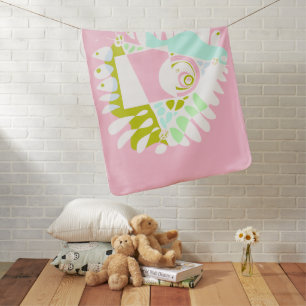 Bird’s Nest - Flamingo Pink White Baby Blanket
