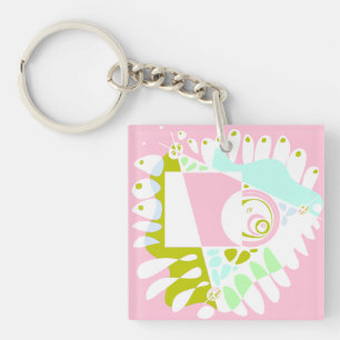Bird’s Nest - Flamingo Pink White Keychain
