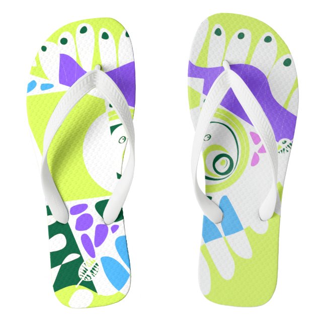 Bird’s Nest - Pastel Green White Throw Pillow Flip Flops (Footbed)