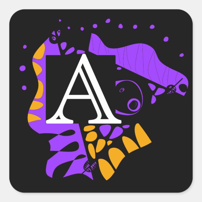 Bird’s Nest - Personalized Initial Letter A Square Sticker (Front)
