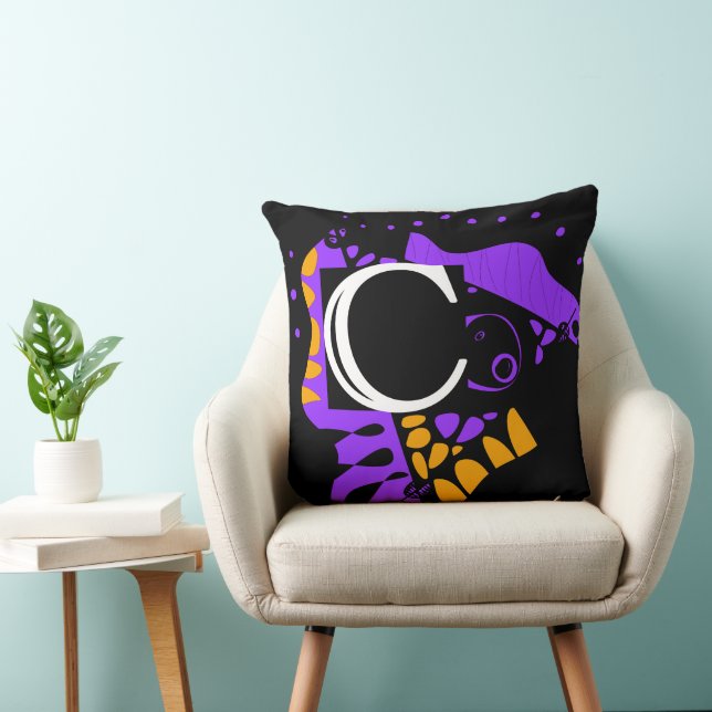 Bird’s Nest - Personalized Initial Letter C Throw Pillow (Chair)