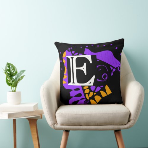 Birds Nest _ Personalized Initial Letter E Throw Pillow