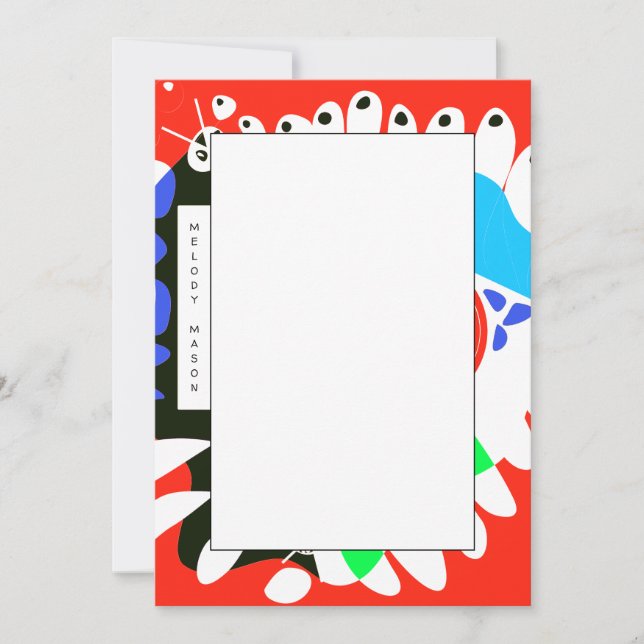 Bird’s Nest - Scarlet Red White Custom Name Note Card (Front)