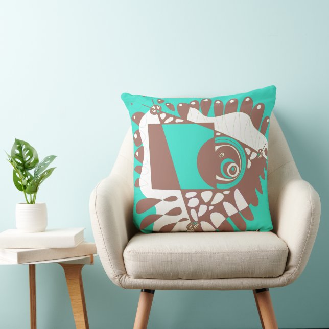 Bird’s Nest - Spearmint Brown Throw Pillow (Chair)
