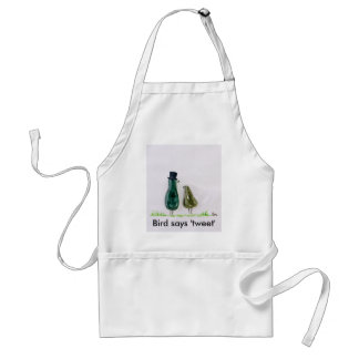 Bird says 'tweet' adult apron