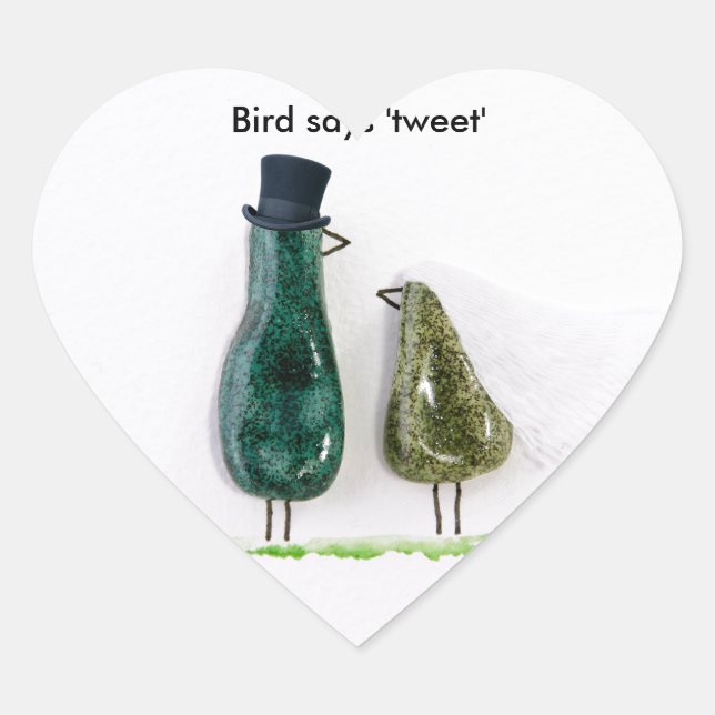 Bird says 'tweet' heart sticker (Front)