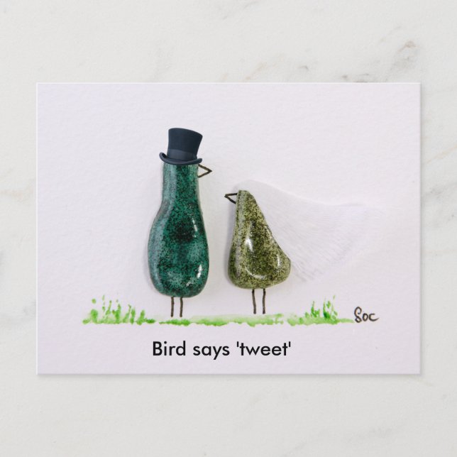 Bird says 'tweet' postcard (Front)