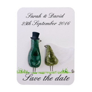 Bird says 'tweet' wedding green ceramic couple magnet