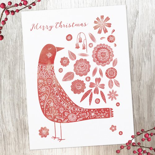 Bird Scandinavian Holiday Postcard