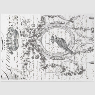 Bird Script Decoupage Paper