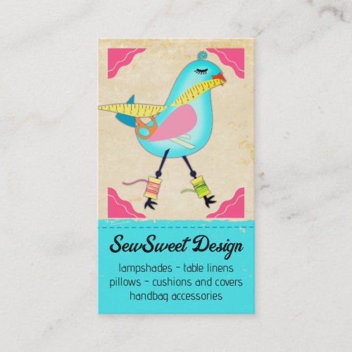 bird seamstress sewing notions craft show business business card