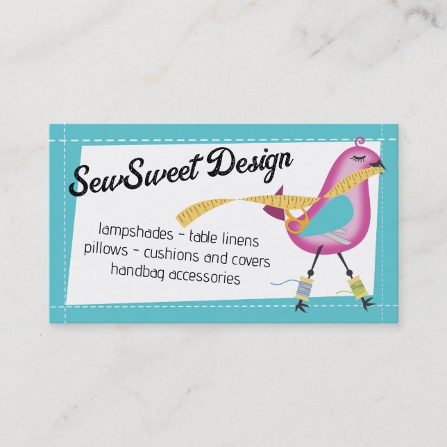 bird seamstress sewing notions craft show business card (Front)