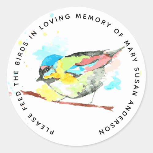Bird Seed In Loving Memory Memorial Funeral Classic Round Sticker
