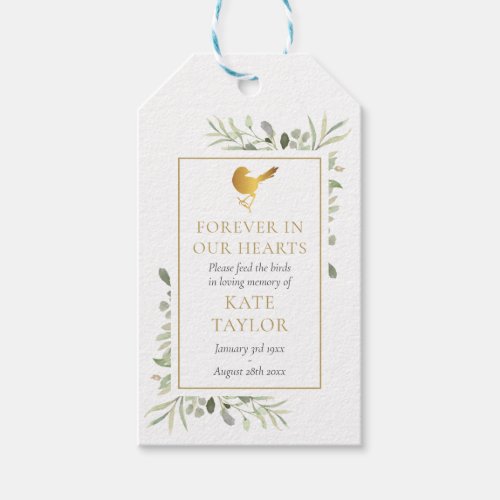 Bird Seed Packet  Greenery Funeral Photo Gift Tags
