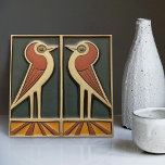 Bird Seventies Sunrise Art Deco Wall Decor Ceramic Tile<br><div class="desc">This ceramic tile features two birds reminiscent of the iconic style of Mackintosh. He was a prominent Scottish architect, designer, and artist of the Art Nouveau movement. Clean lines, geometric shapes, and a strong sense of symmetry characterize his work. These elements are beautifully represented in our collection of ceramic tiles....</div>