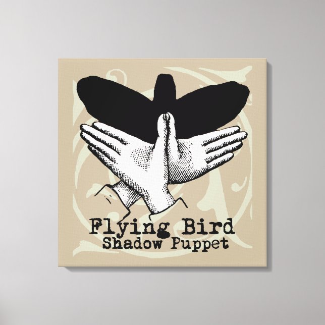 Bird Shadow Puppet Hand Vintage Canvas Print (Front)