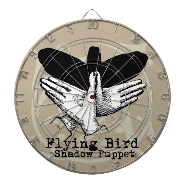 Bird Shadow Puppet Hand Vintage Dart Board (Front)