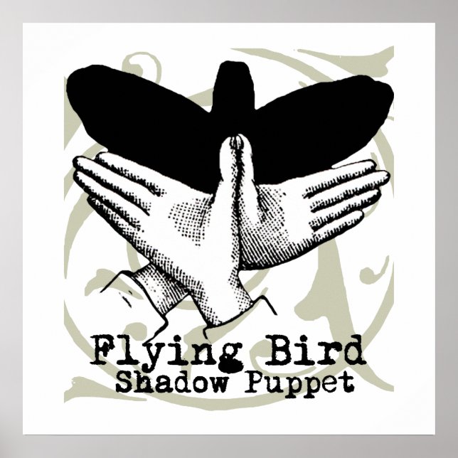 Bird Shadow Puppet Hand Vintage Poster (Front)