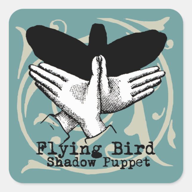 Bird Shadow Puppet Hand Vintage Square Sticker (Front)