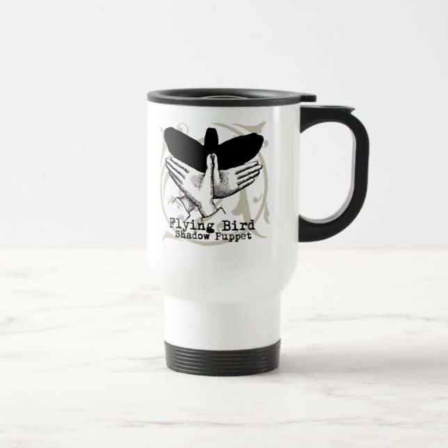 Bird Shadow Puppet Hand Vintage Travel Mug (Right)