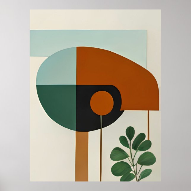 Bird Shape Minimalist Abstract Poster (Front)