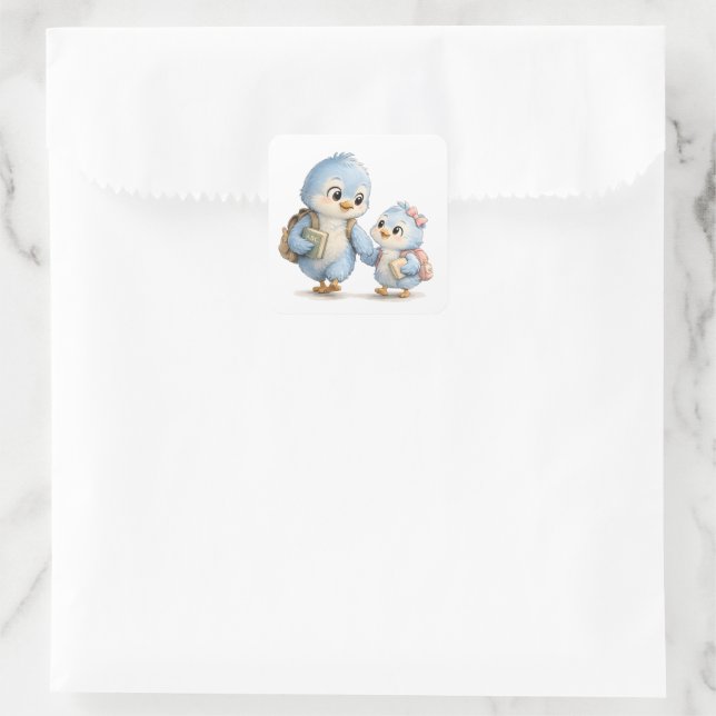 Bird Siblings Square Sticker (Bag)