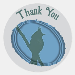 Bird Silhouette Appreciation Blue Gray Thank You Classic Round Sticker