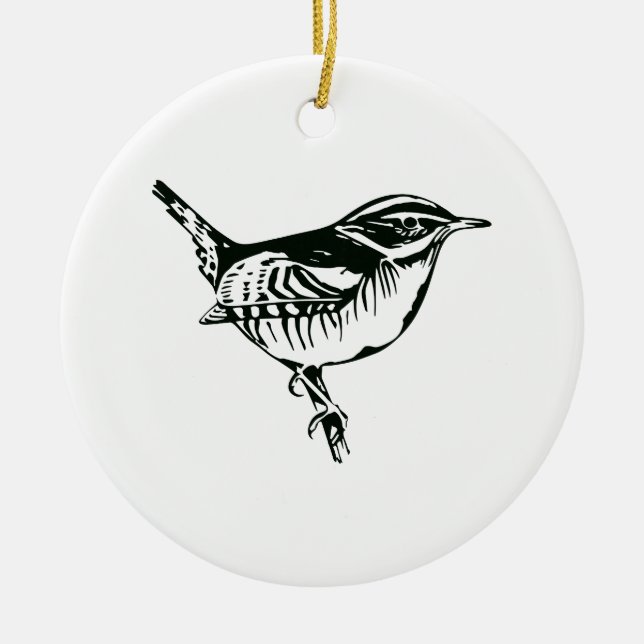 Bird Silhouette Ceramic Ornament (Front)