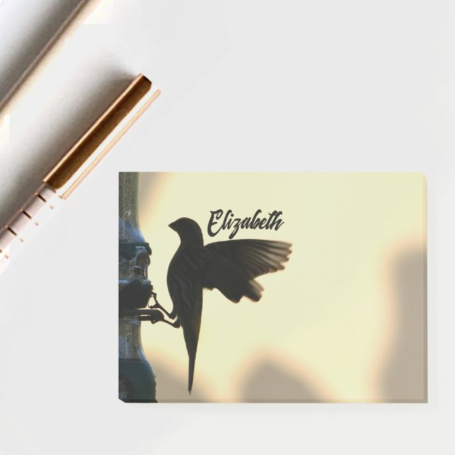 Bird Silhouette Golden Yellow Personalized Post-it Notes (Creator Uploaded)