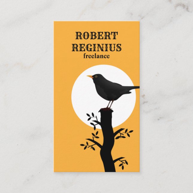 Bird Silhouette On Branch Business Card (Front)