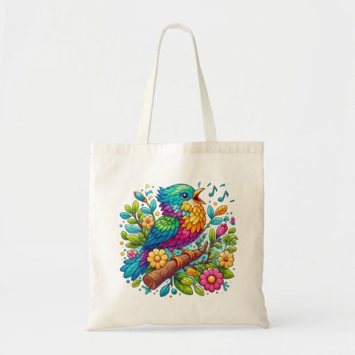 Bird Sing a Song on a Blooming Branch Tote Bag