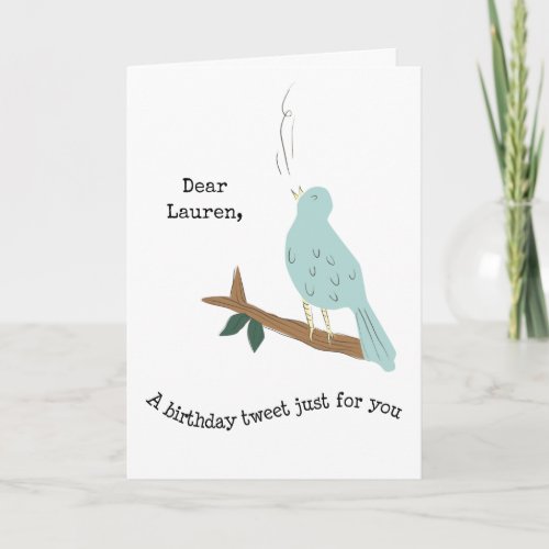 Bird Singing Add a Name Birthday Wishes Greeting Card
