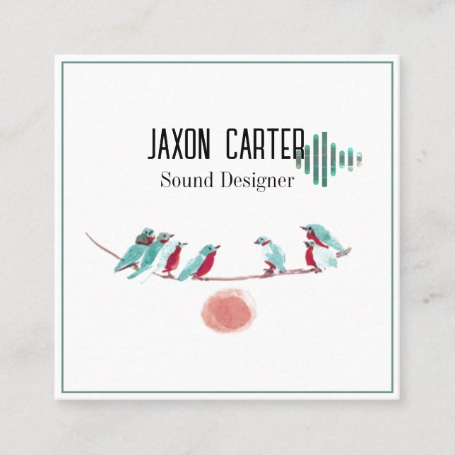 Bird singing Desk Nameplate Square Business Card (Front)