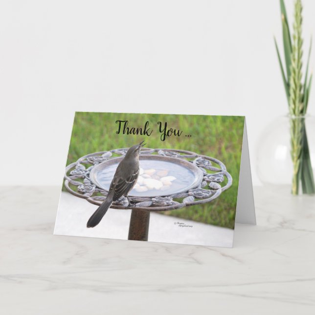 Bird Singing Letterpress Thank You Card (Front)