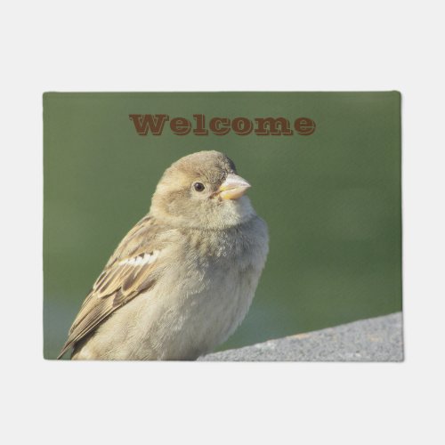 Bird Small Brown House Sparrow Photo Welcome Doormat