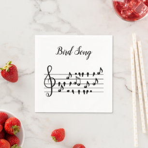 Bird Song Music Notes Custom Party Table Napkins