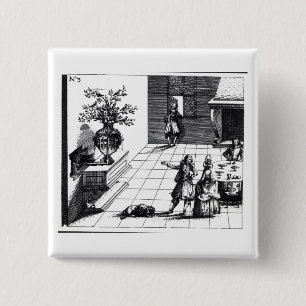 Bird song musical tree, published c.1670 (engravin pinback button