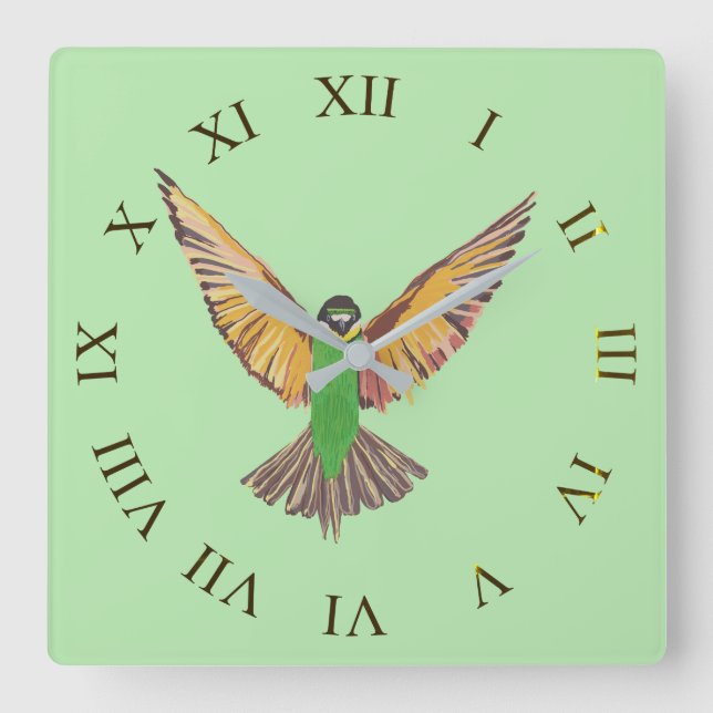 Bird Square Wall Clock (Front)