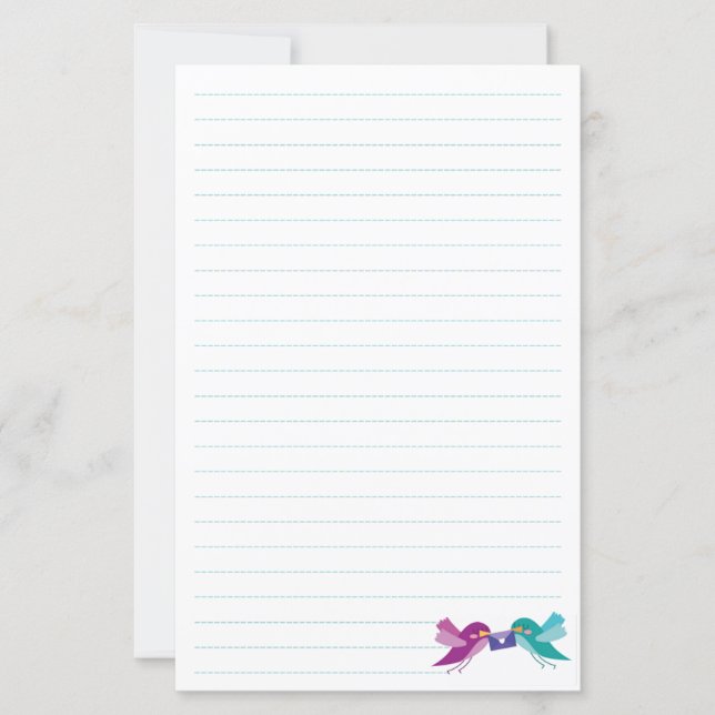 Bird Stationery | Cute birds with mail (Front)
