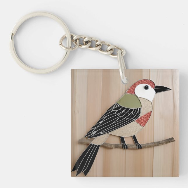 Bird Stylized Paper Artwork Keychain (Front)
