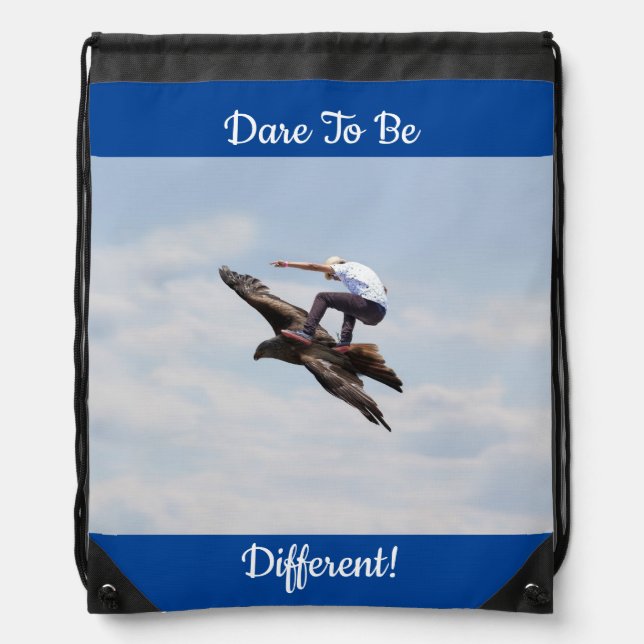 Bird Surfing Drawstring Backpack (Front)