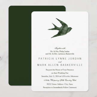 Bird Swallow (Letterpress Style) Invitation