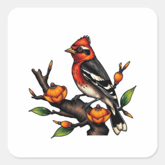 Bird tattoo square sticker
