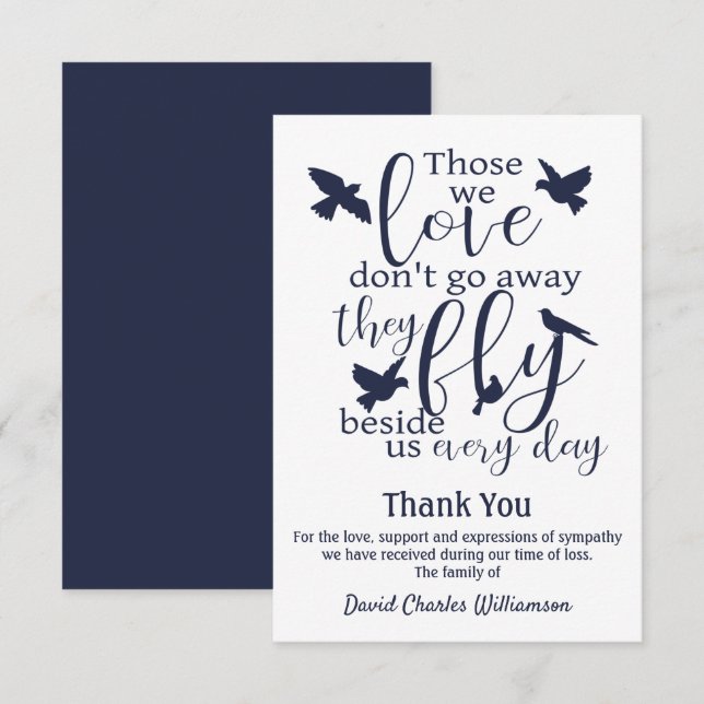 Bird Thank You Funeral Fly Beside Us Sympathy (Front/Back)