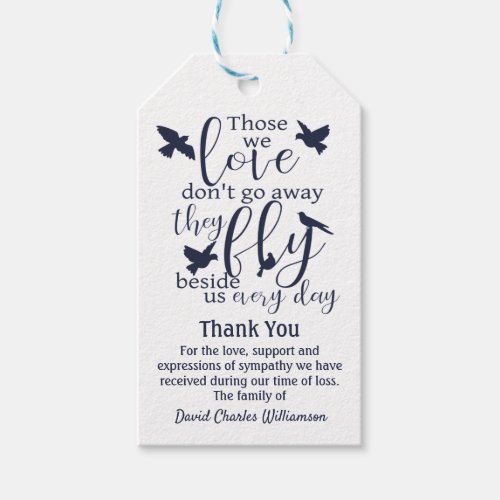Bird Thank You Funeral Fly Beside Us Sympathy Gift Tags