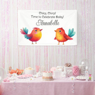 Bird-Themed Baby Shower Cute Watercolor Banner