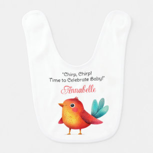 Bird-Themed Baby Shower Cute Watercolor Bib
