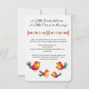 Bird-Themed Baby Shower Cute Watercolor Invitation