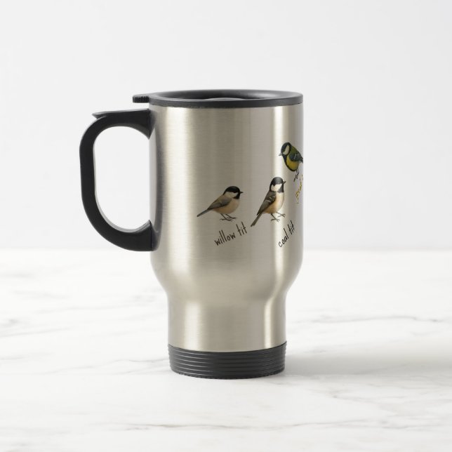 Bird Travel Mug – Garden Birds Watercolour  (Left)