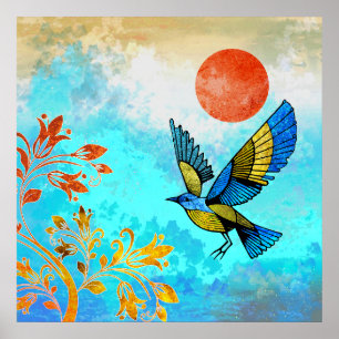 Bird Tree Sun Poster